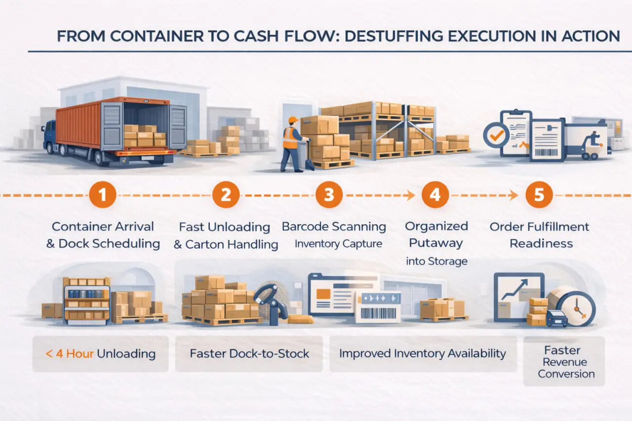 fast container destuffing