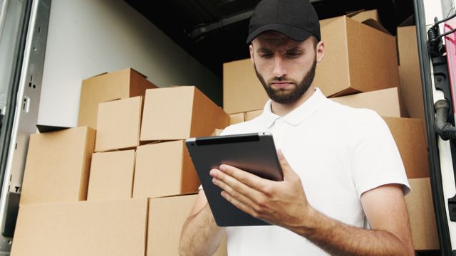 warehouse manager using tablet warehouse