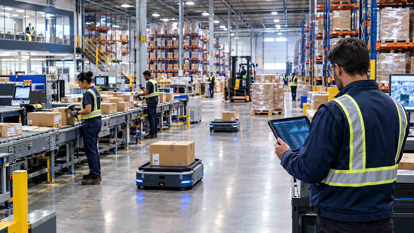 futuristic logistics warehouse